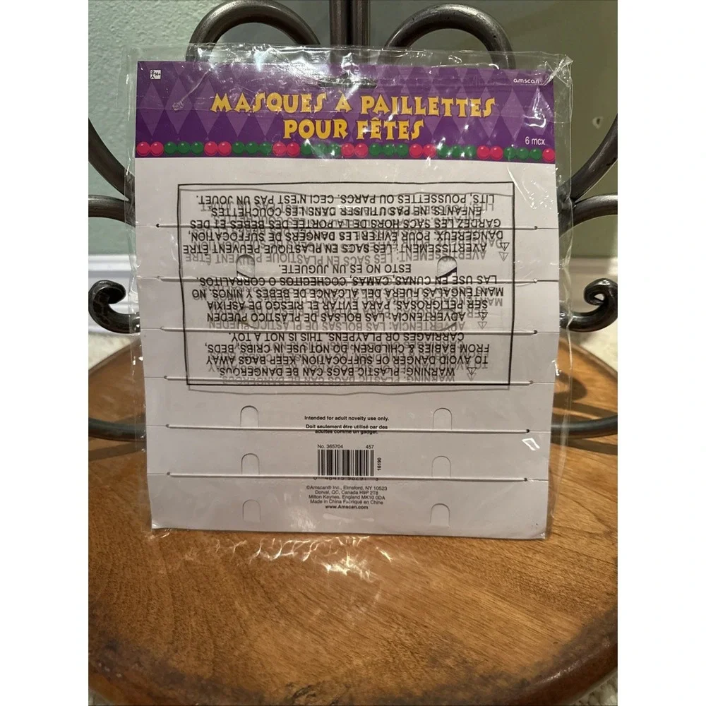 Amscan mardi gras Sequin Party masks 6ct. Party Supply Favors New!!!
